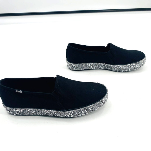 Keds Women's Black Slip-On Shoes with Silver Glitter Sole - Picture 4 of 10
